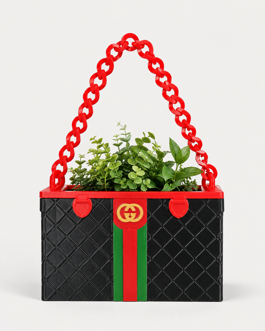 Luxury Handbag-Inspired 3D Printed Planter with Chain Handle