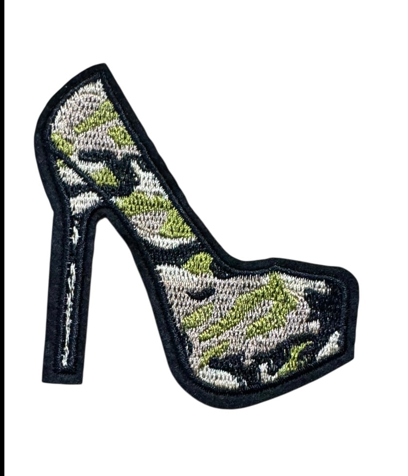 LV-INSPIRED CAMO HIGH HEEL