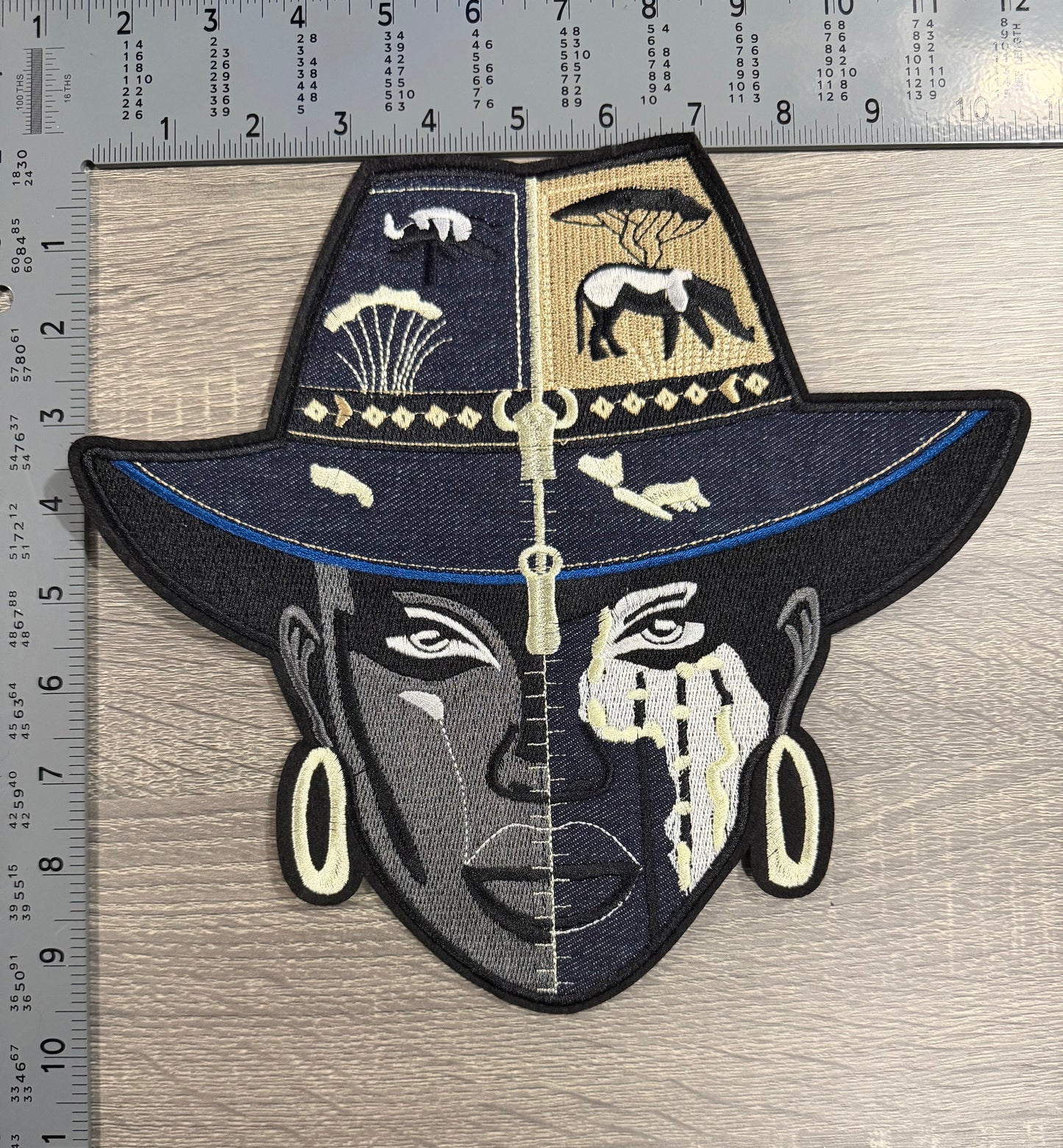 Heritage split-face hat portrait patch