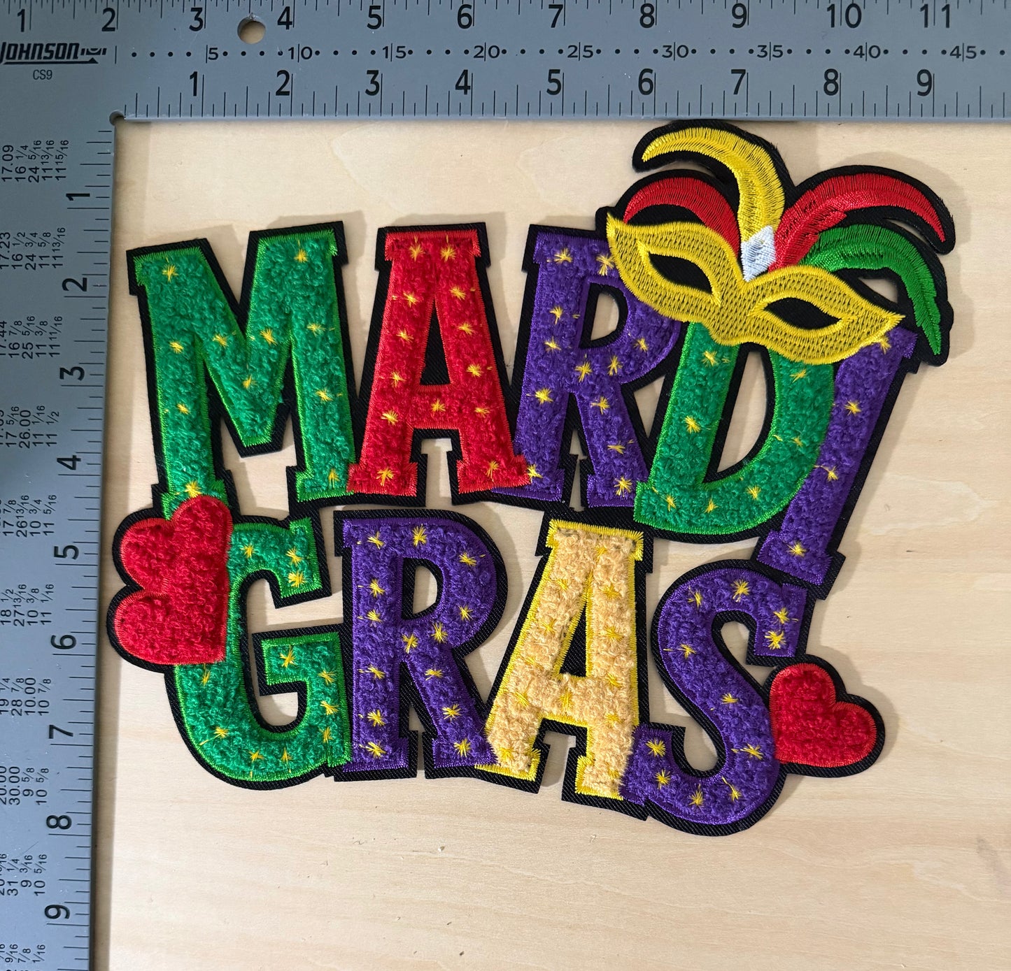 Mardi Gras Mask Chenille Large Patch