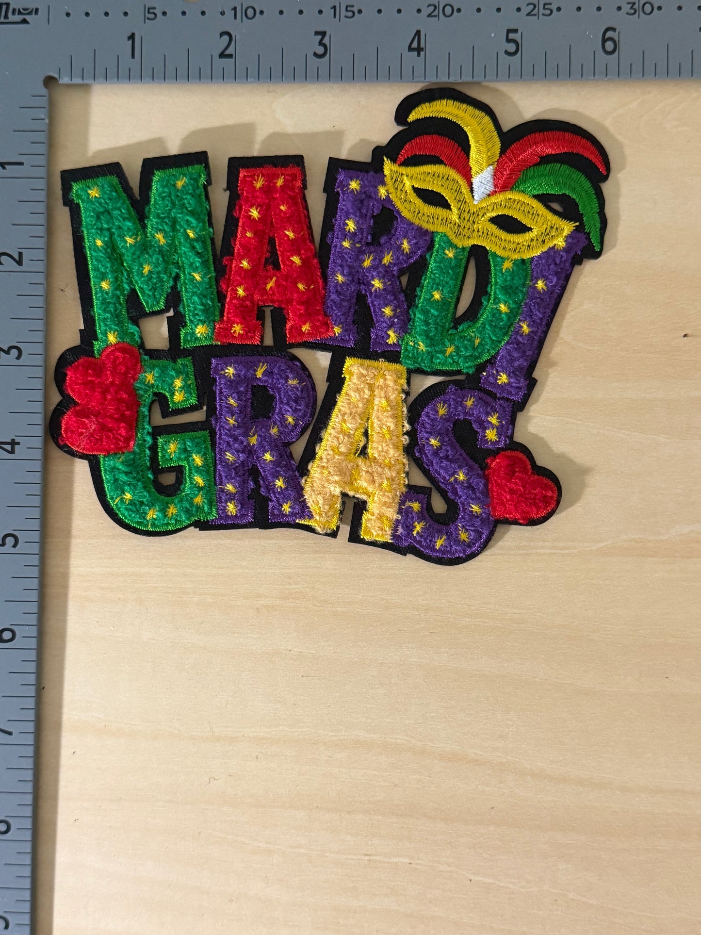 Mardi Gras Chenille Letter Medium Patch