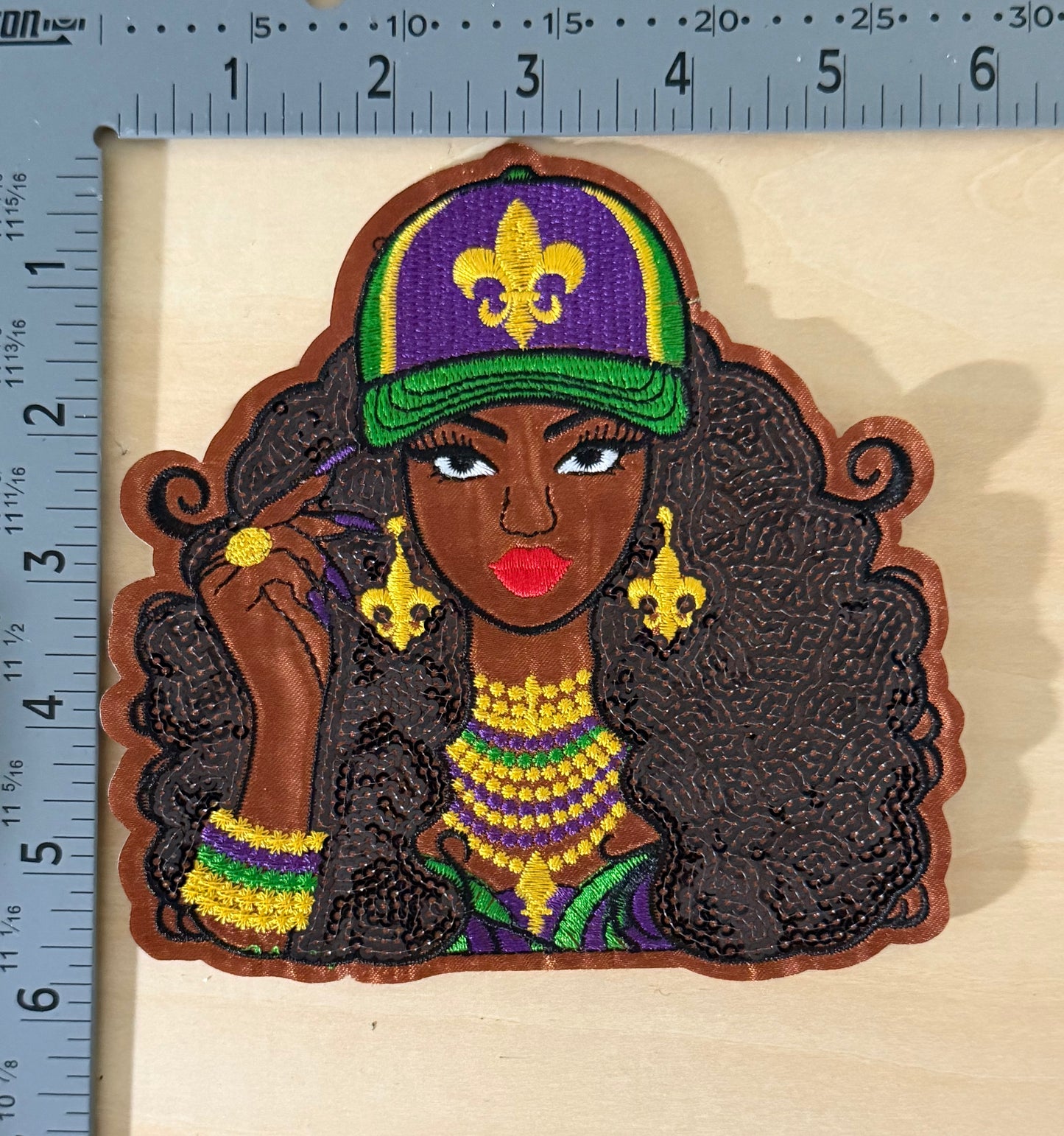 Mardi Gras Queen Girl Medium Size Patch