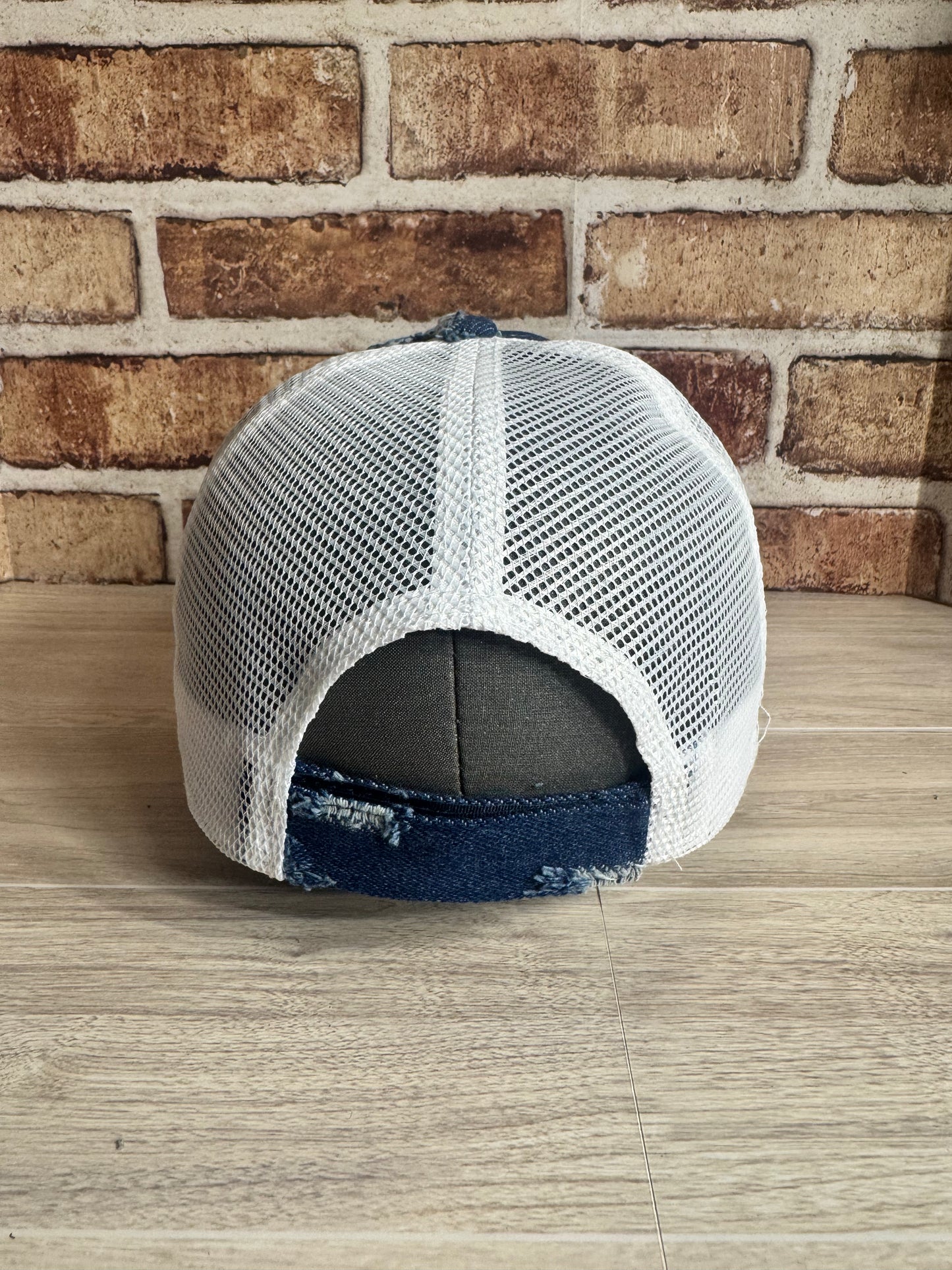 Distressed Denim Trucker Cap