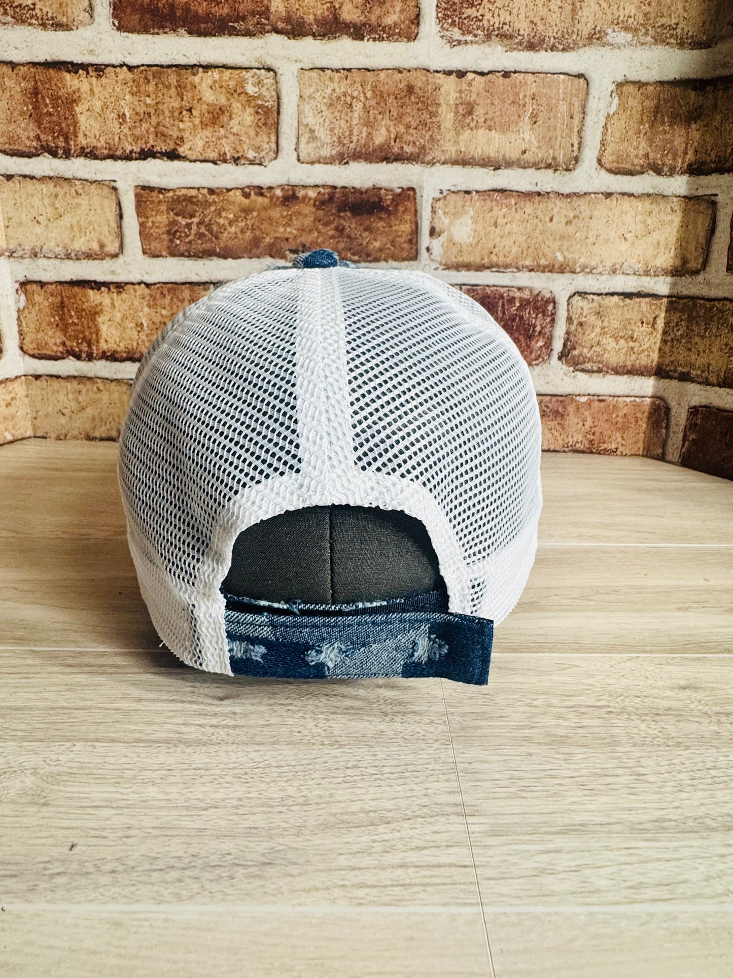 Patchwork Distressed Denim Trucker Cap