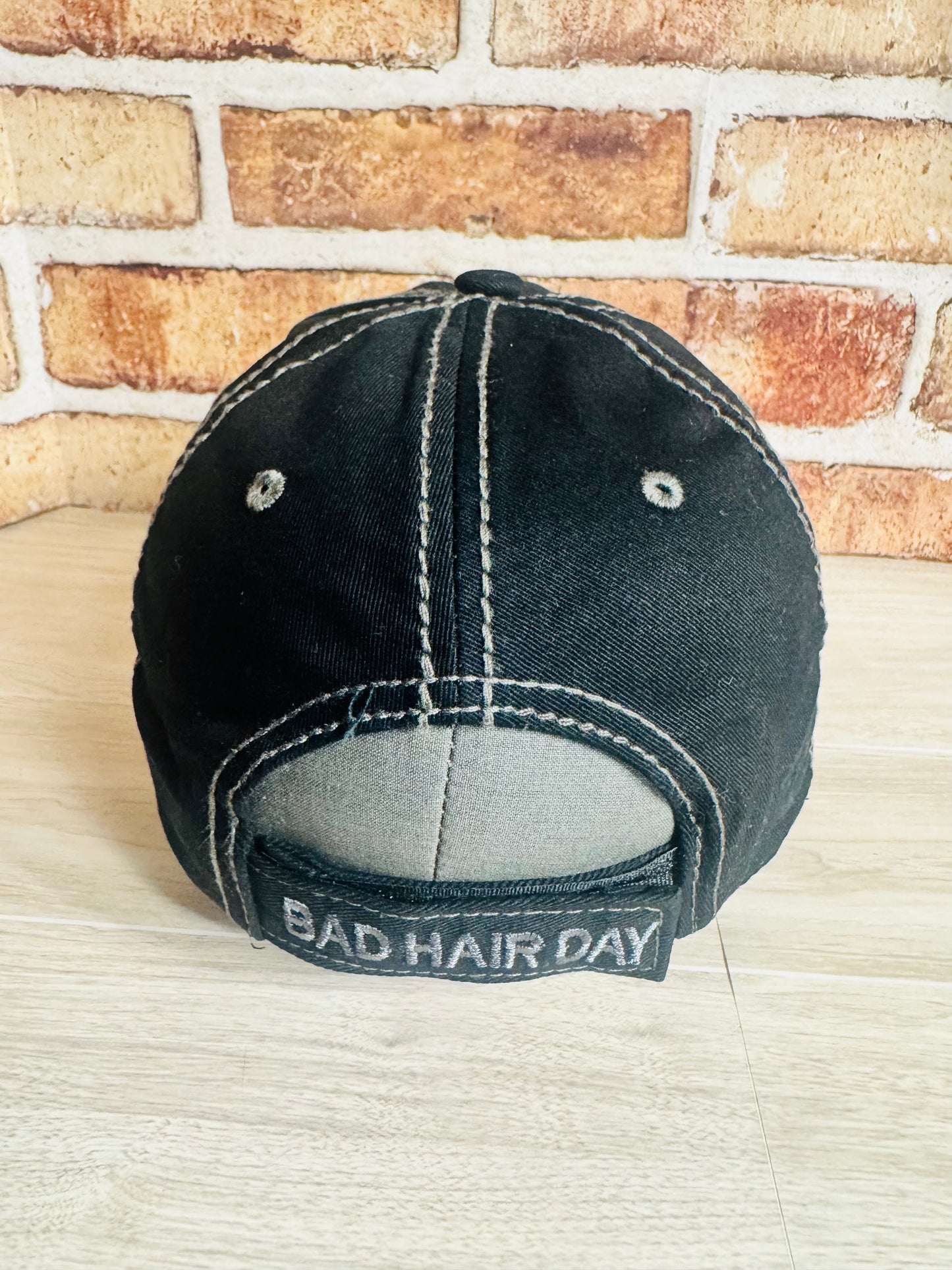 Bad Hair Day Distressed Cap (BLACK) (Copy)