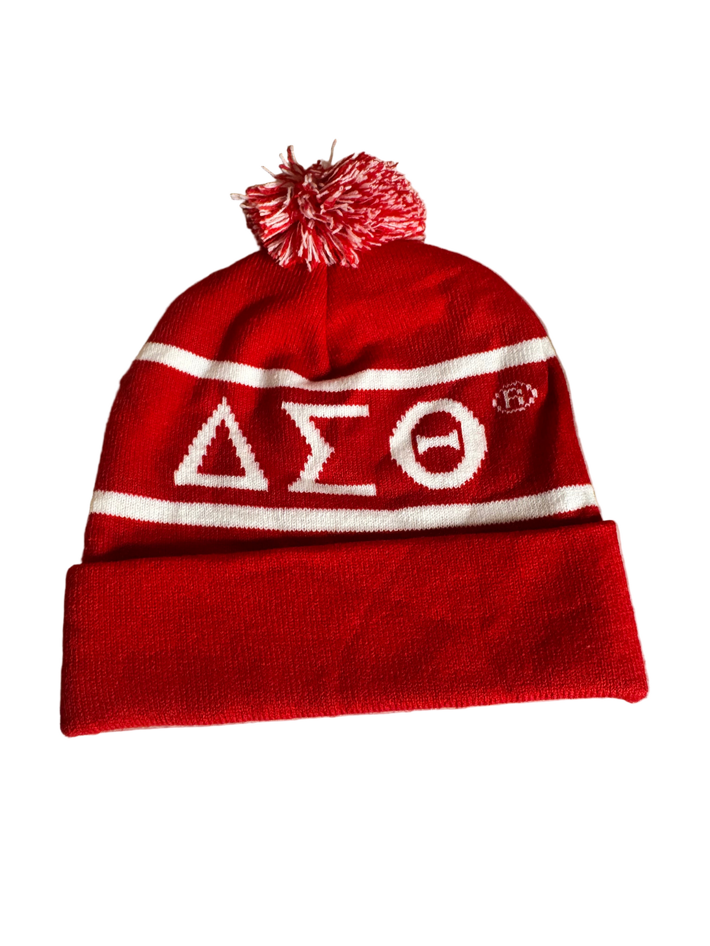 Delta Sorority Pom Beanie red/white