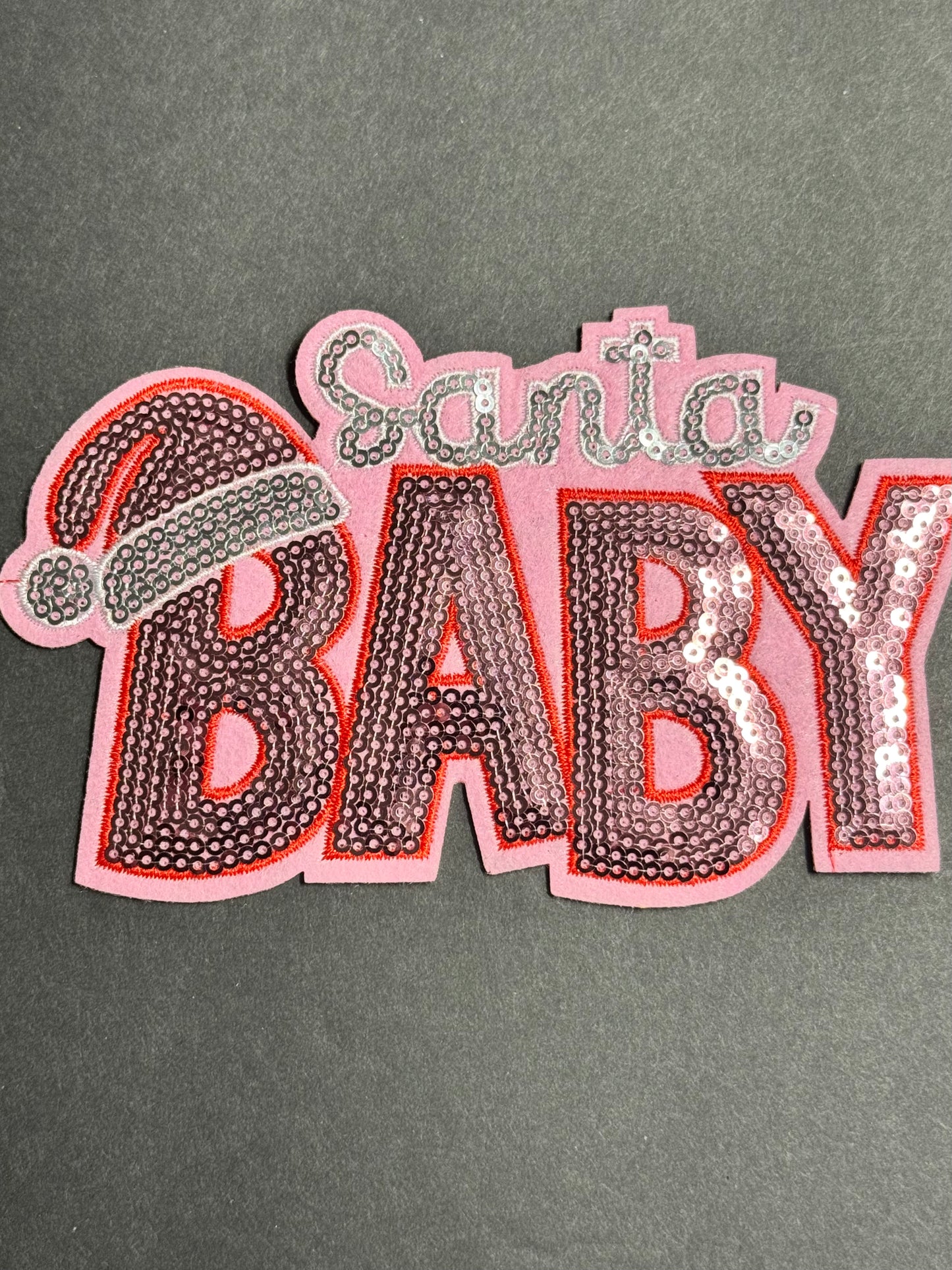 Santa Baby Pink Sequin Patch