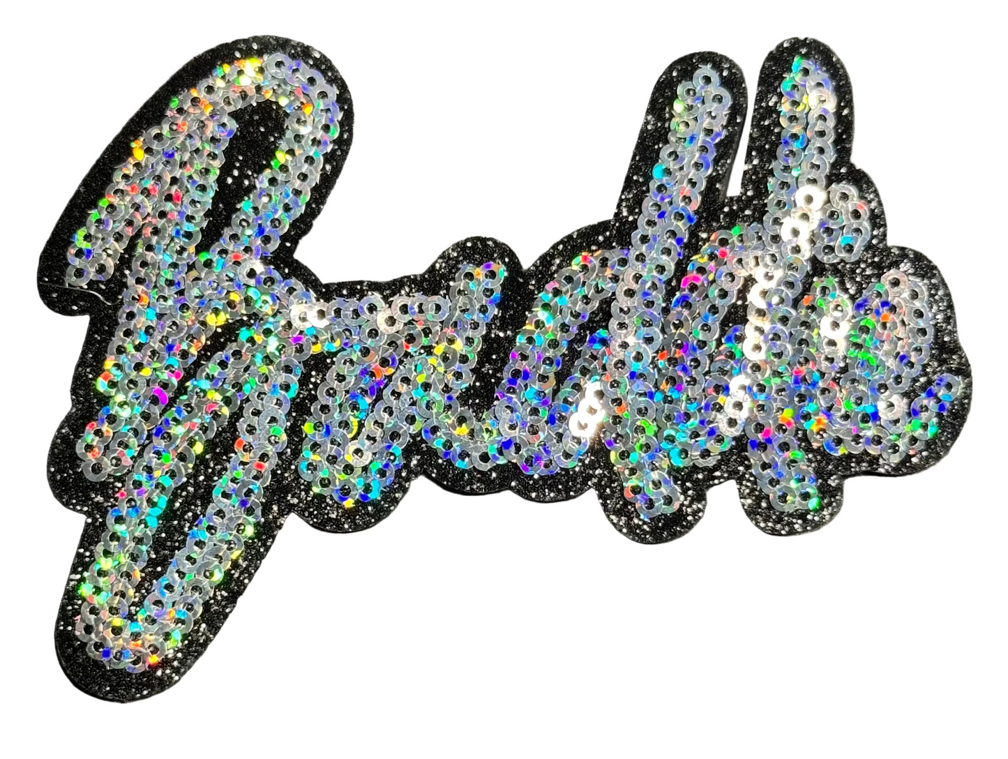 “Baddie” Patch – Rainbow Holographic Sequins