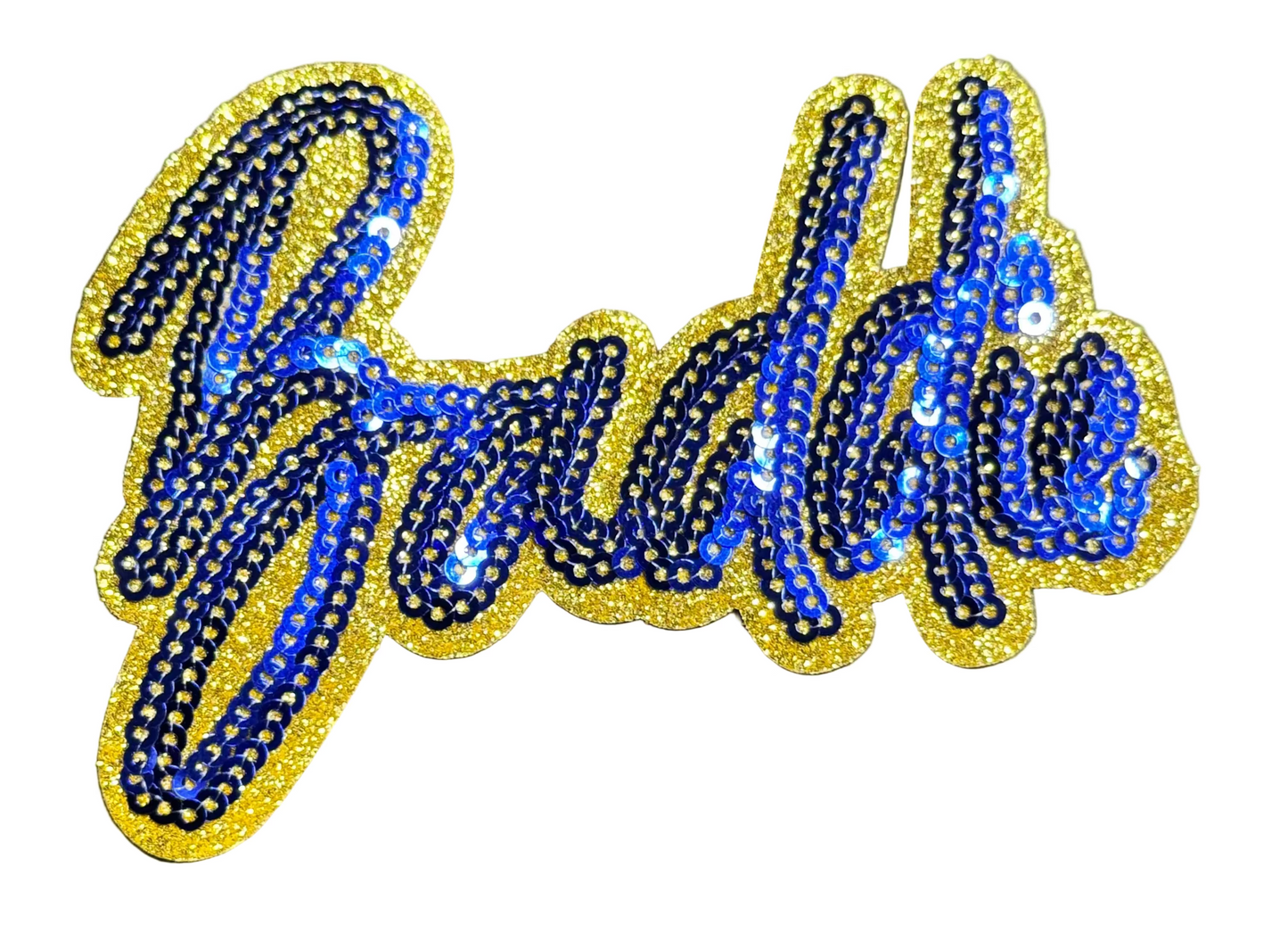 “Baddie” Patch – Royal Blue & Gold Sequins