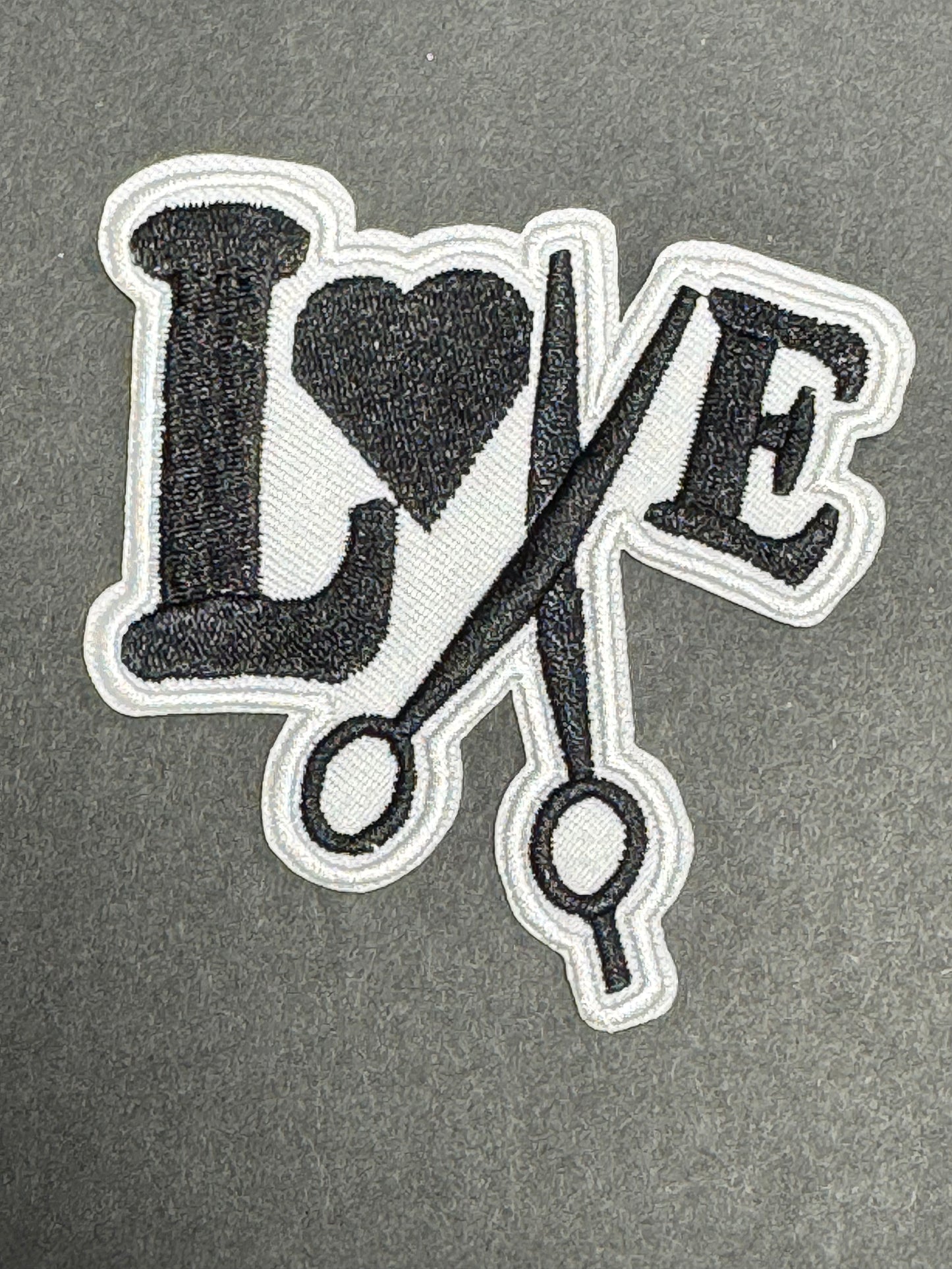 LOVE Hair Stylist Patch (Black & White Scissors)