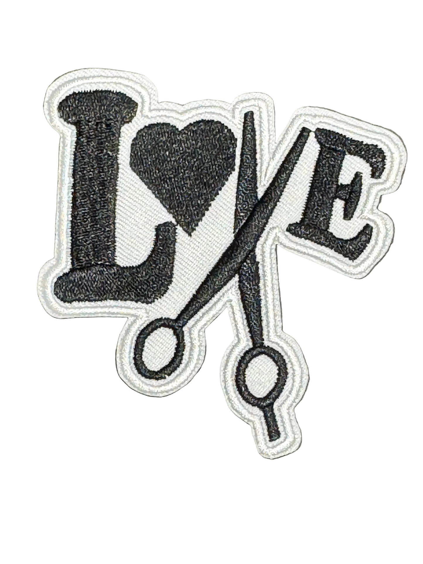 LOVE Hair Stylist Patch (Black & White Scissors)