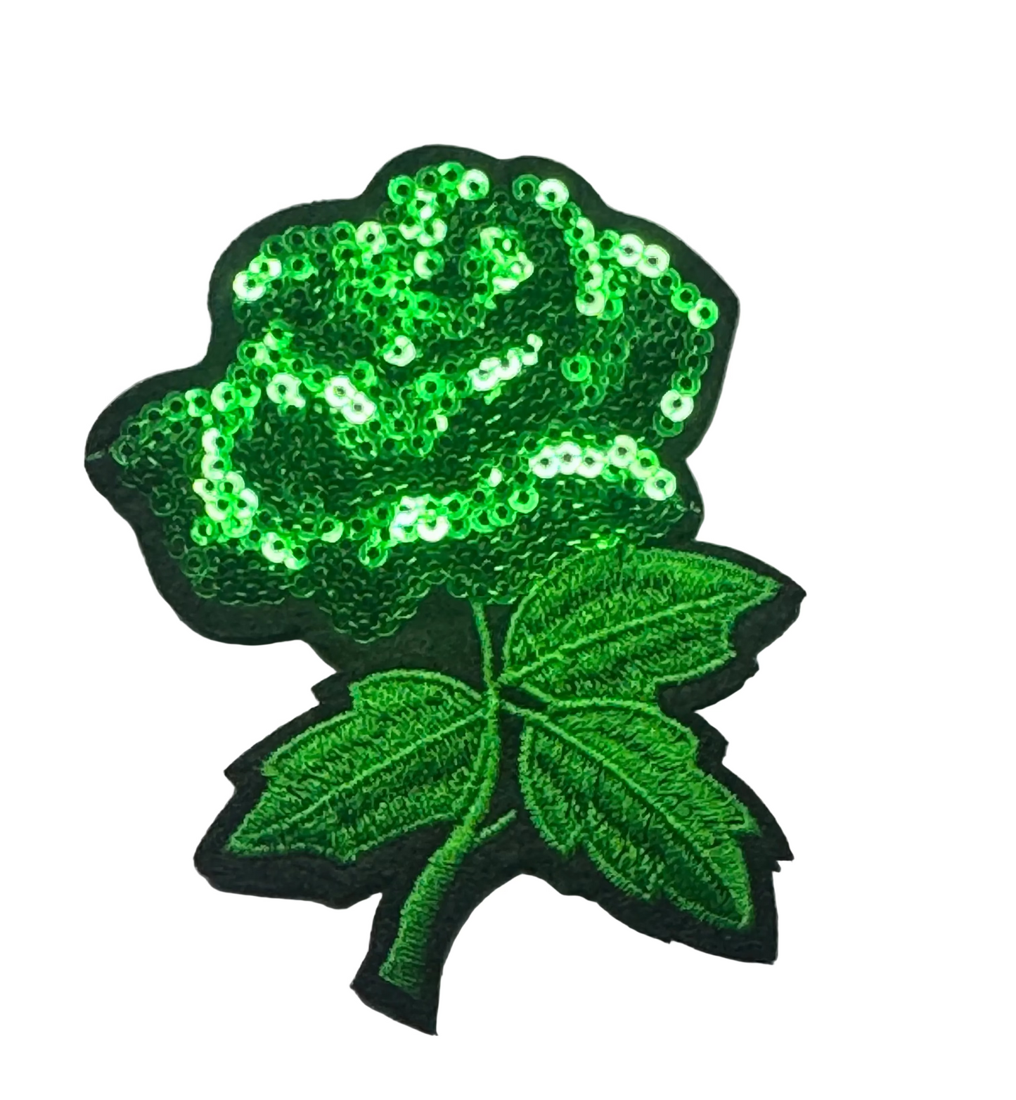 Green Sequin Rose Patch