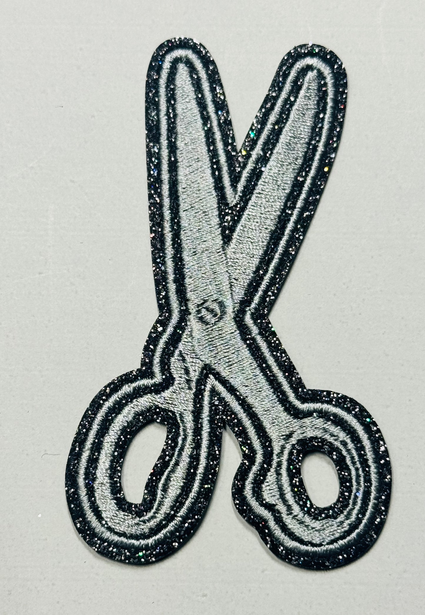 Glittered Silver Scissors Patch