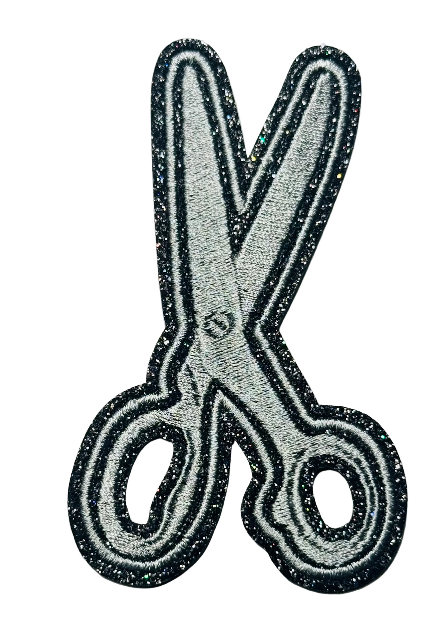 Glittered Silver Scissors Patch