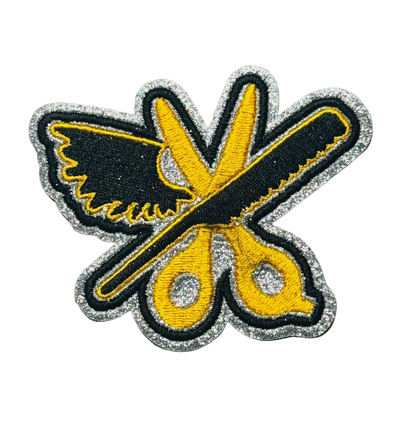 Gold & Black Winged Scissors Patch
