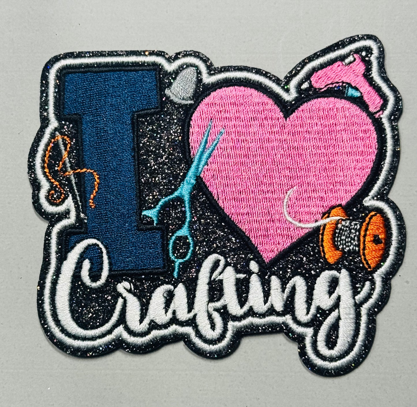 “I Love Crafting” Patch — Blue Script