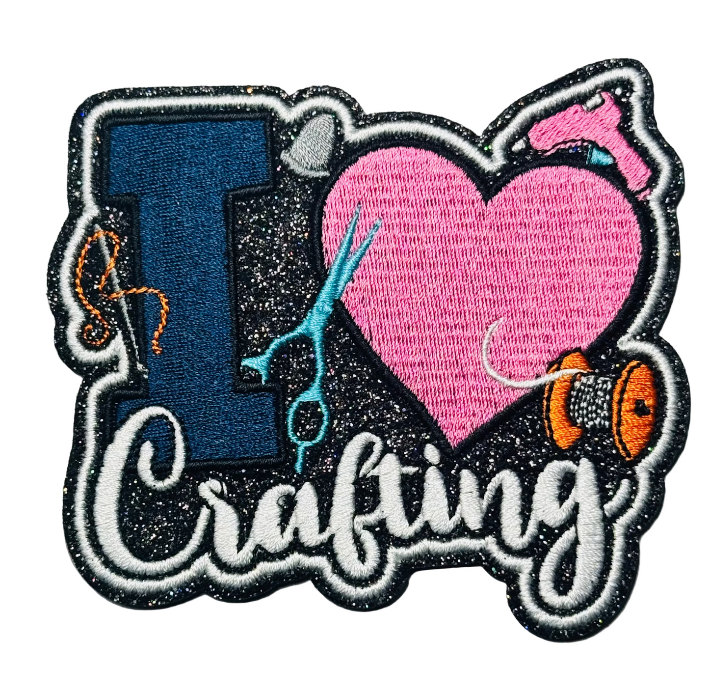 “I Love Crafting” Patch — Blue Script