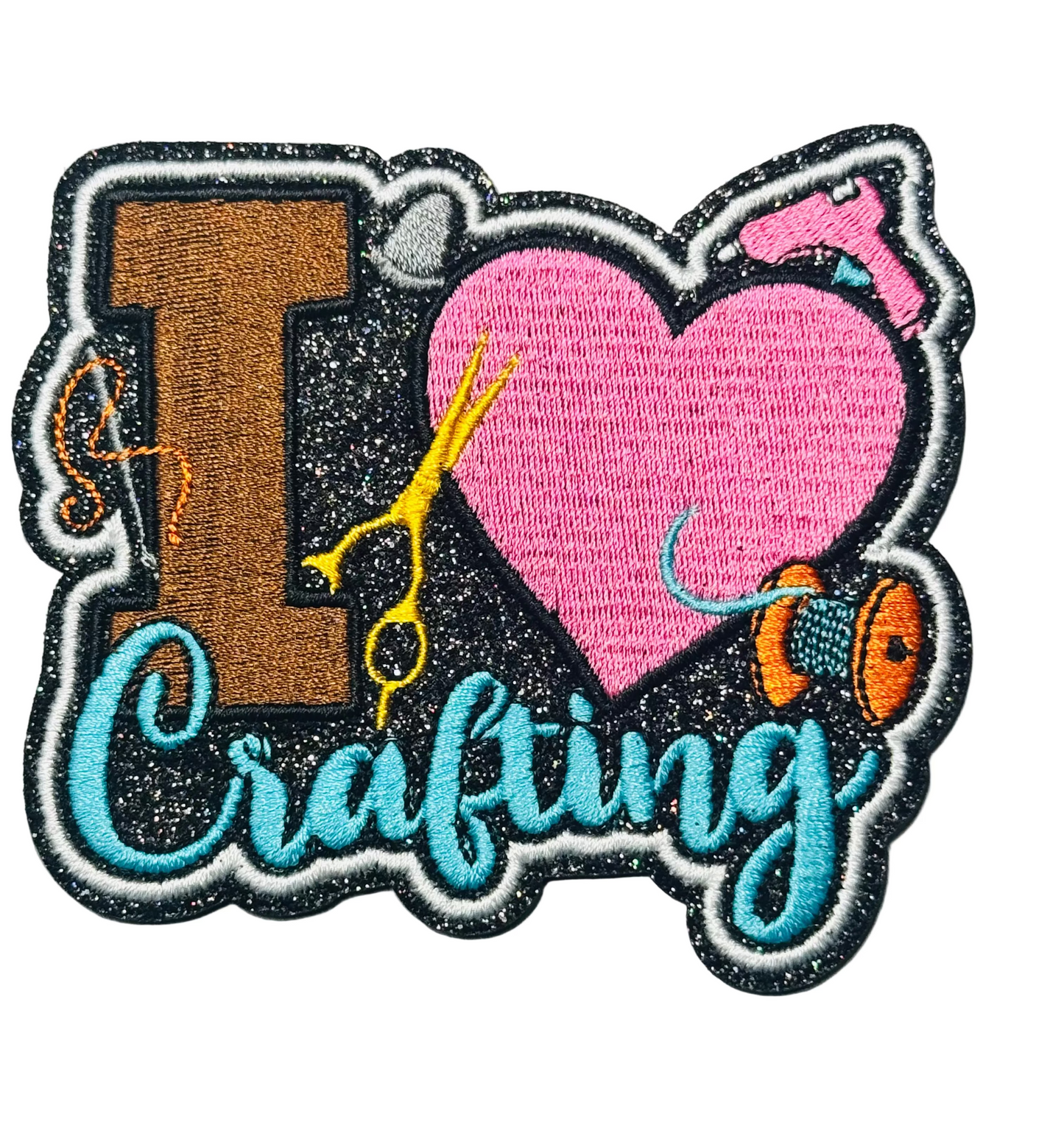“I Love Crafting” Patch — Teal Script