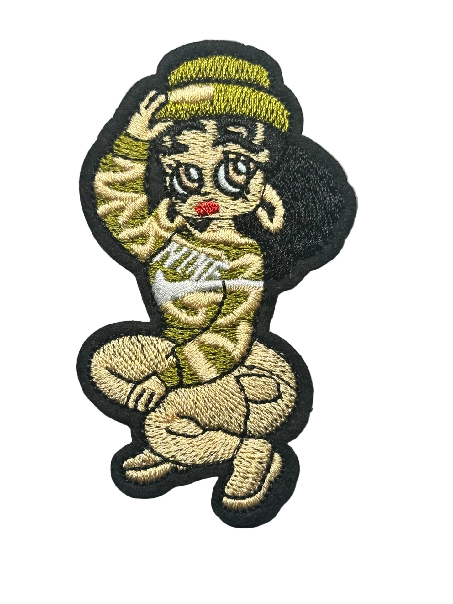 Curvy Cartoon Girl Camo Nike Inspired Patch – Iron-On