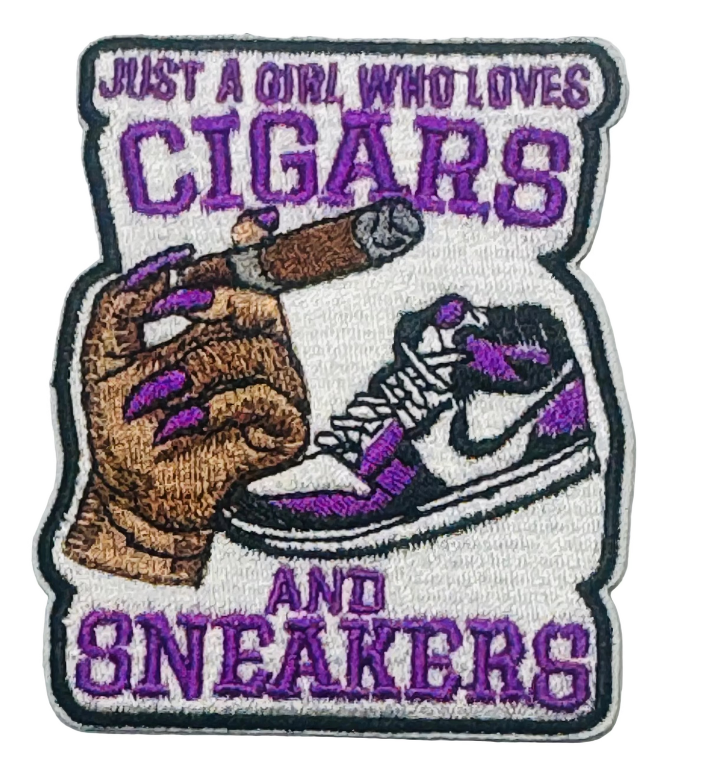 Just a Girl Who Loves Cigars & Sneakers Patch – Iron-On