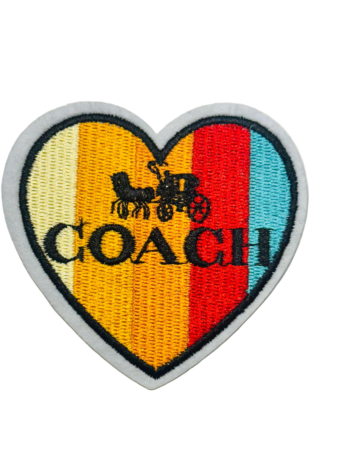 Coach Heart Patch – Multicolor Stripes