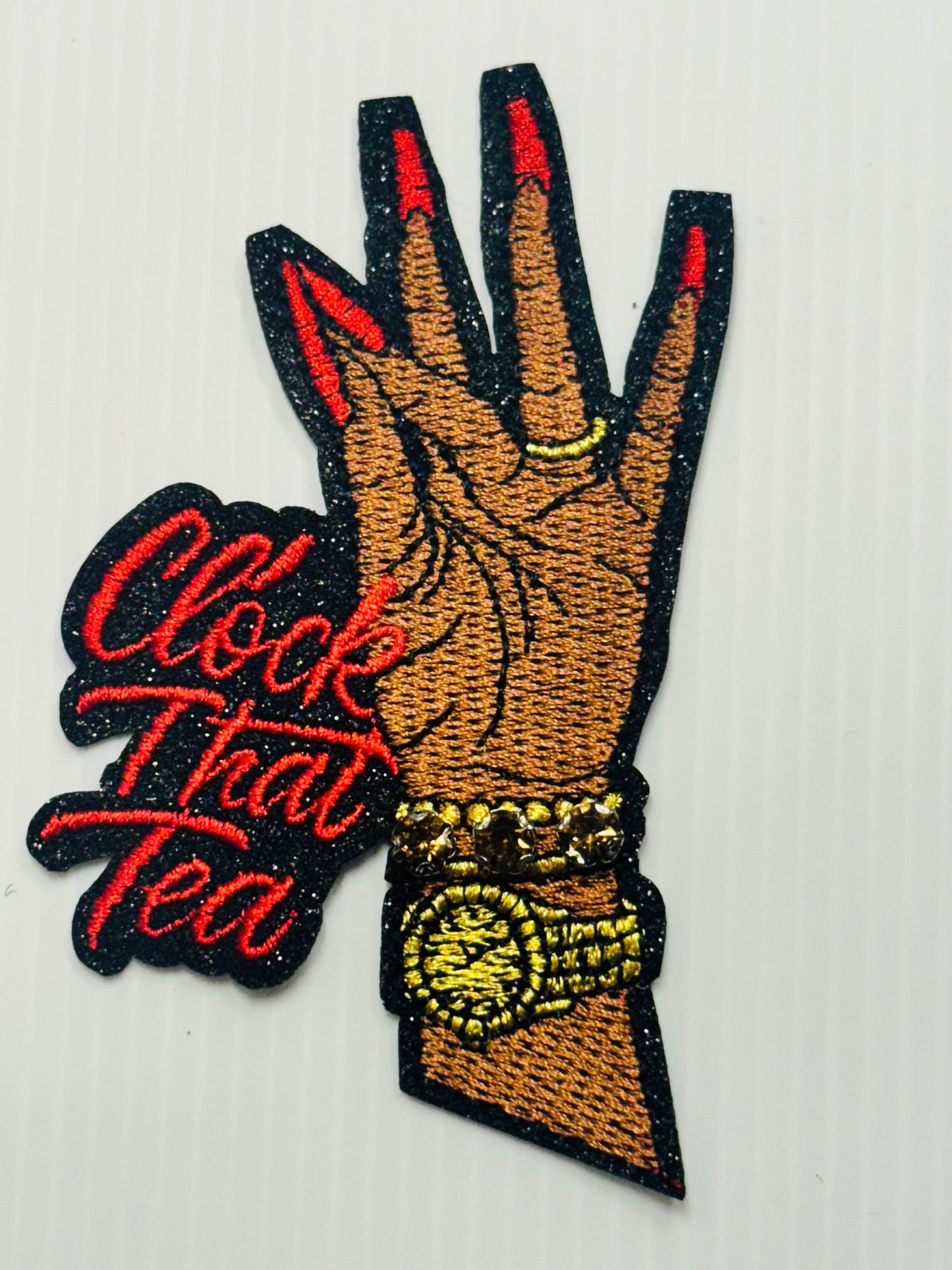 Clock That Tea Hand Patch – Red Nails