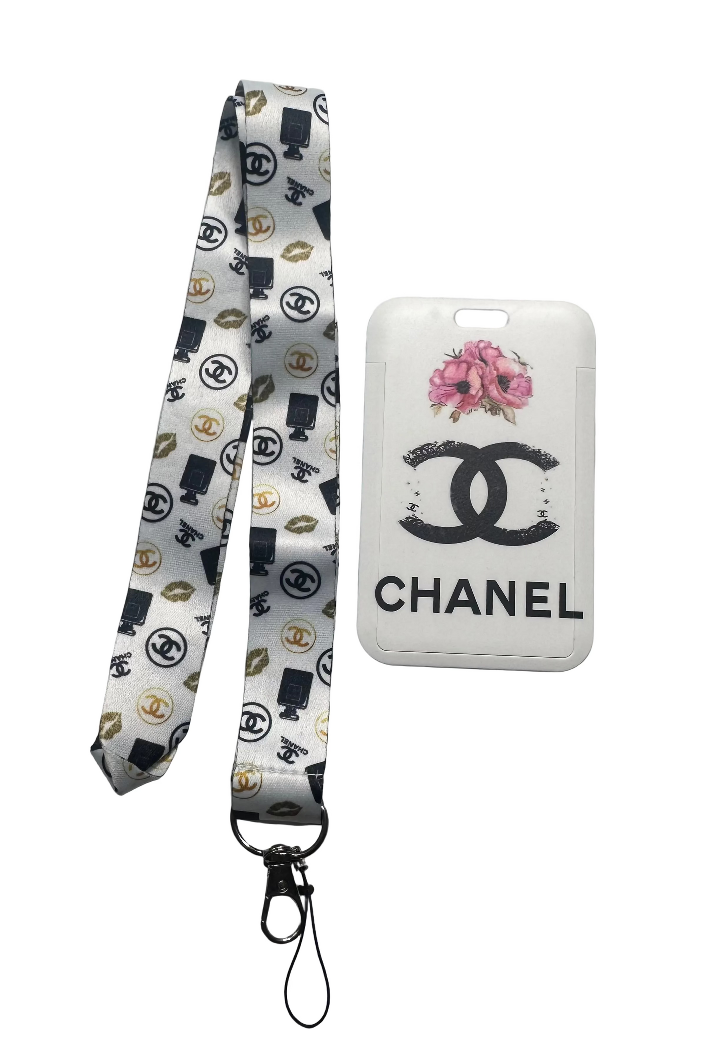 C C ROSE PINK/BLK/WHITE 2PC LANYARD