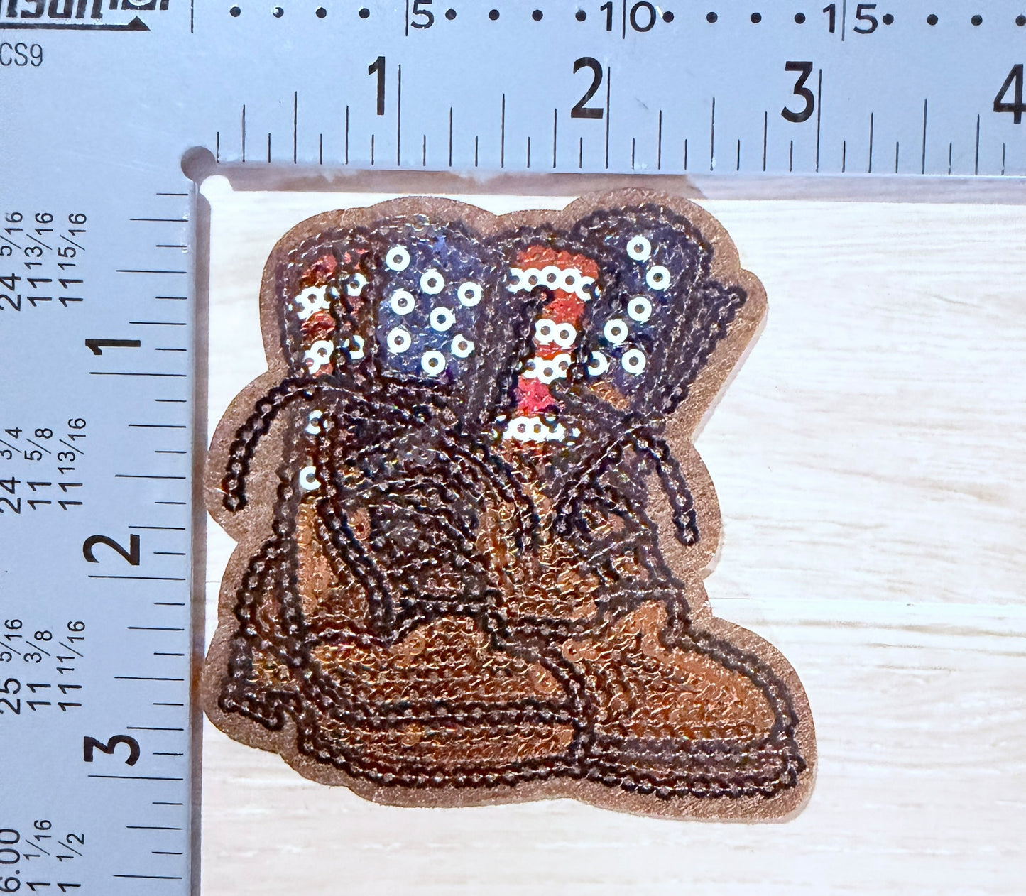 Patriotic combat boots sequin small patch