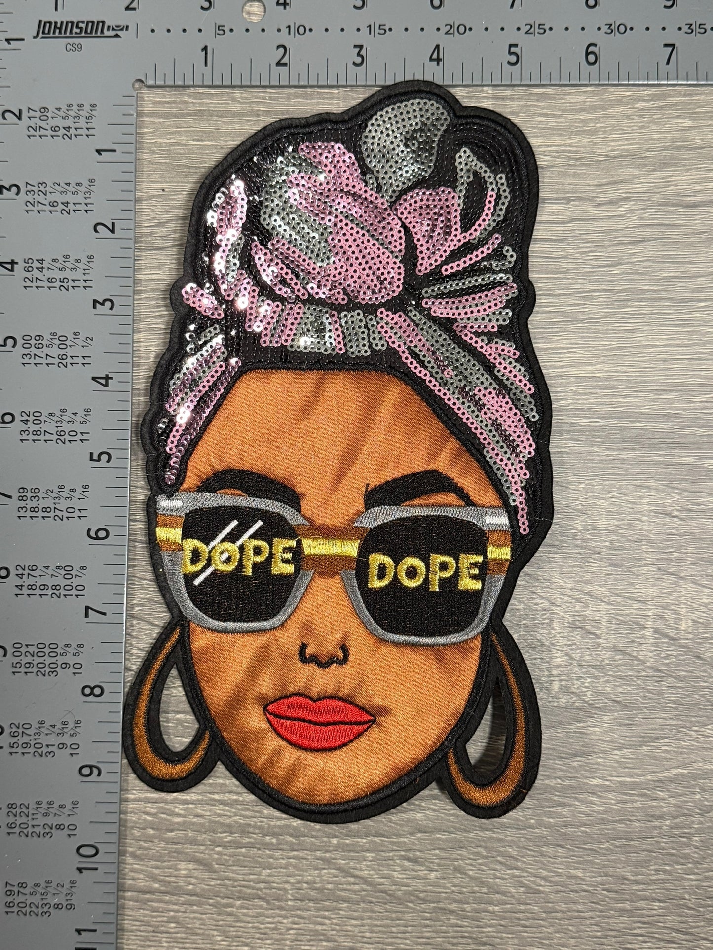 Blush Pink "DOPE" Lady Glam Headwrap LARGE Patch