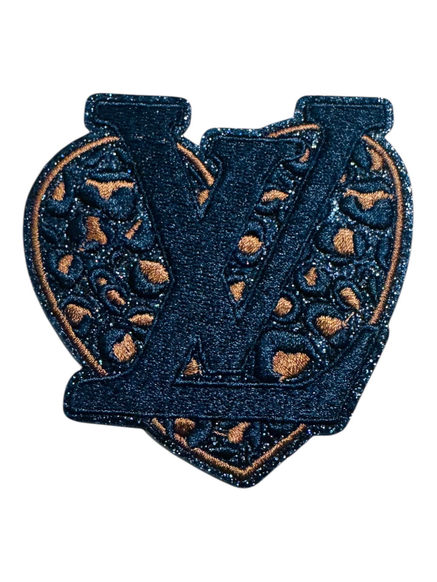 LV-INSPIRED BROWN HEART W/BLACK LETTERS