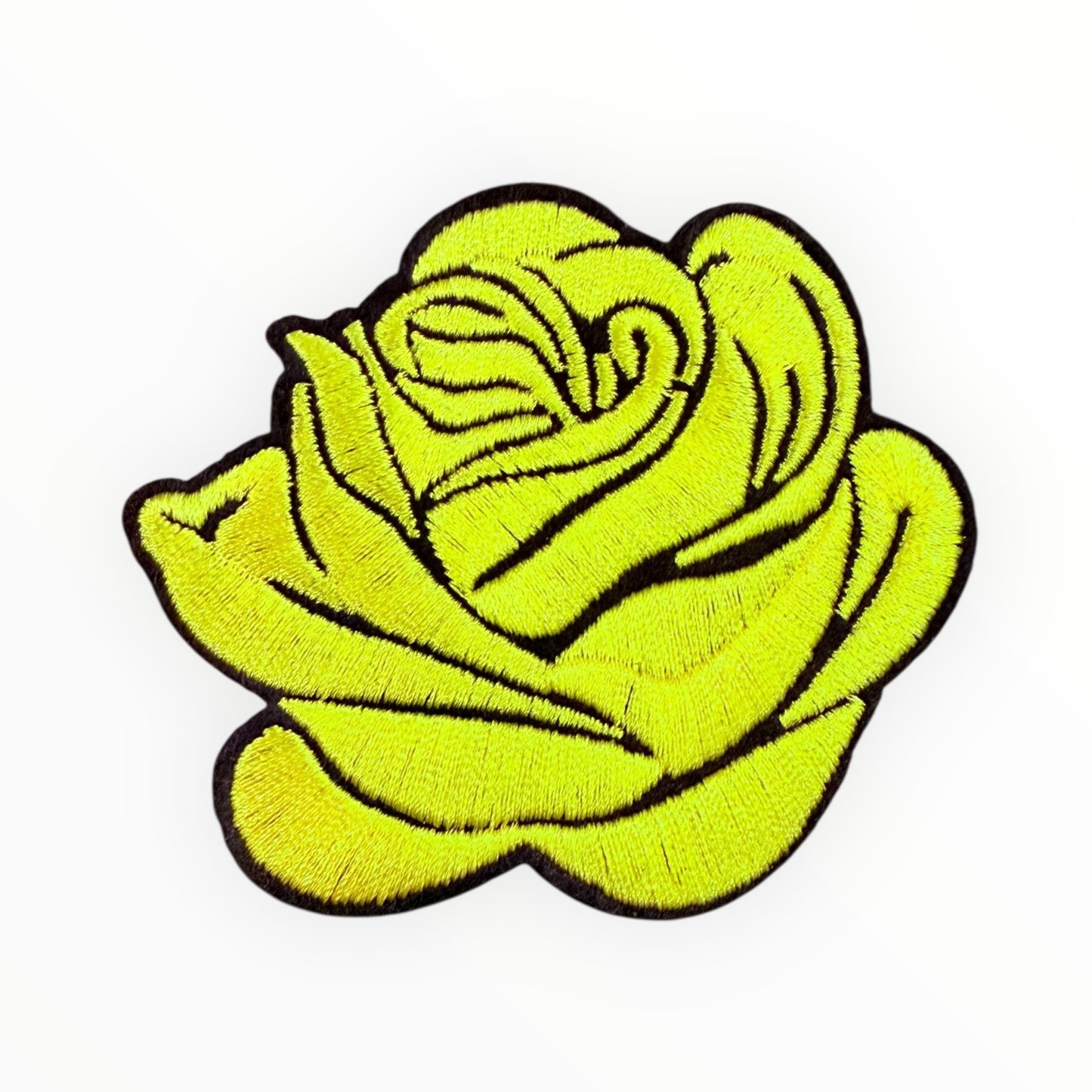 Yellow rose embroidery patch