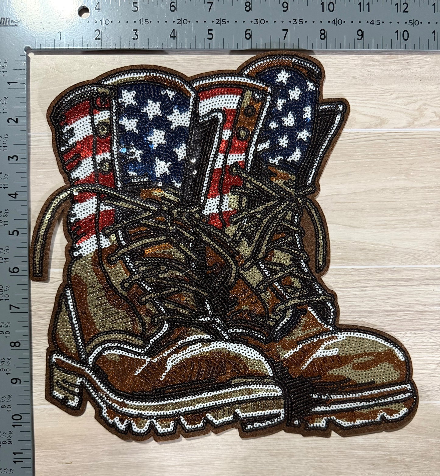 American flag combat boots sequin patch