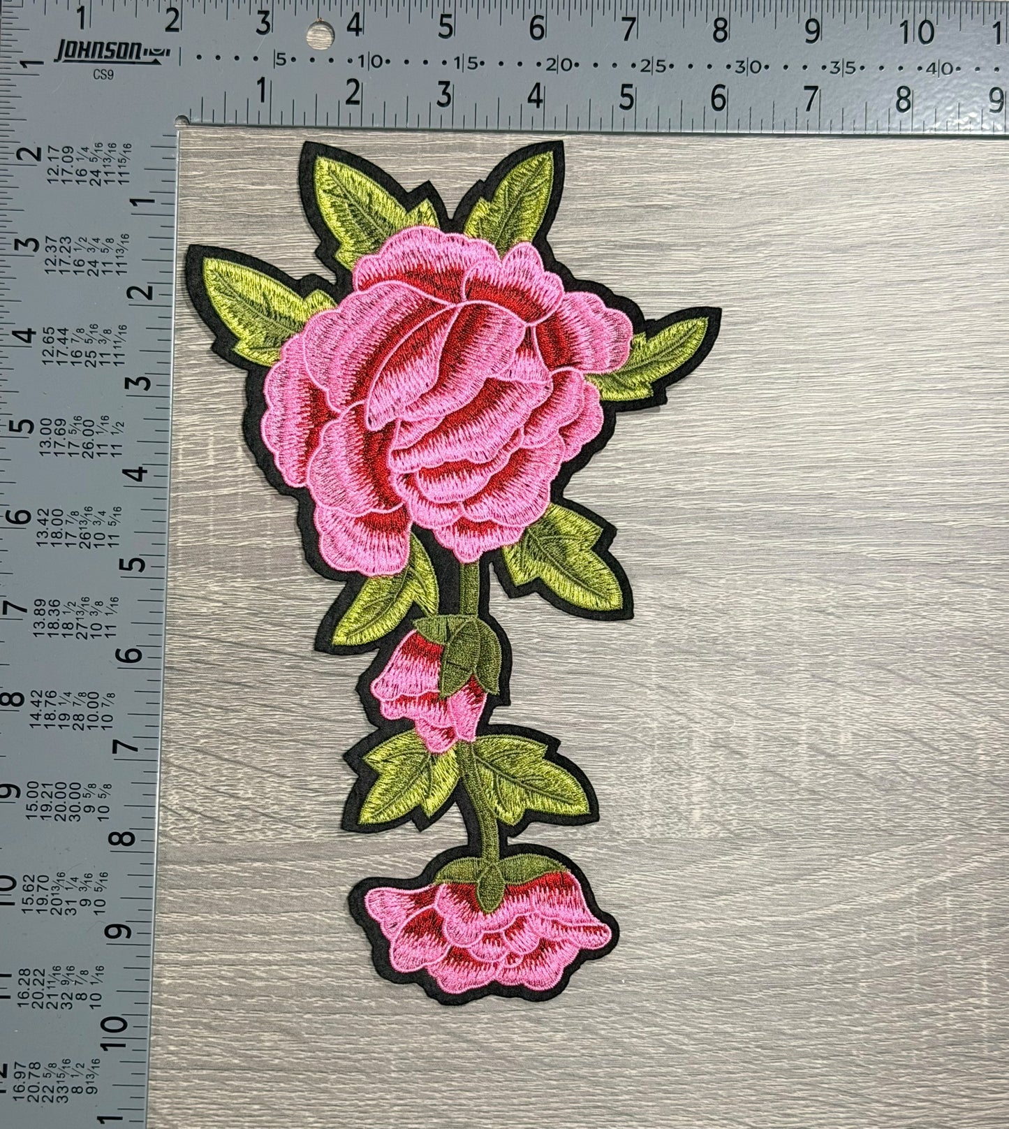 Pink Rose Embroidered LARGE Patch