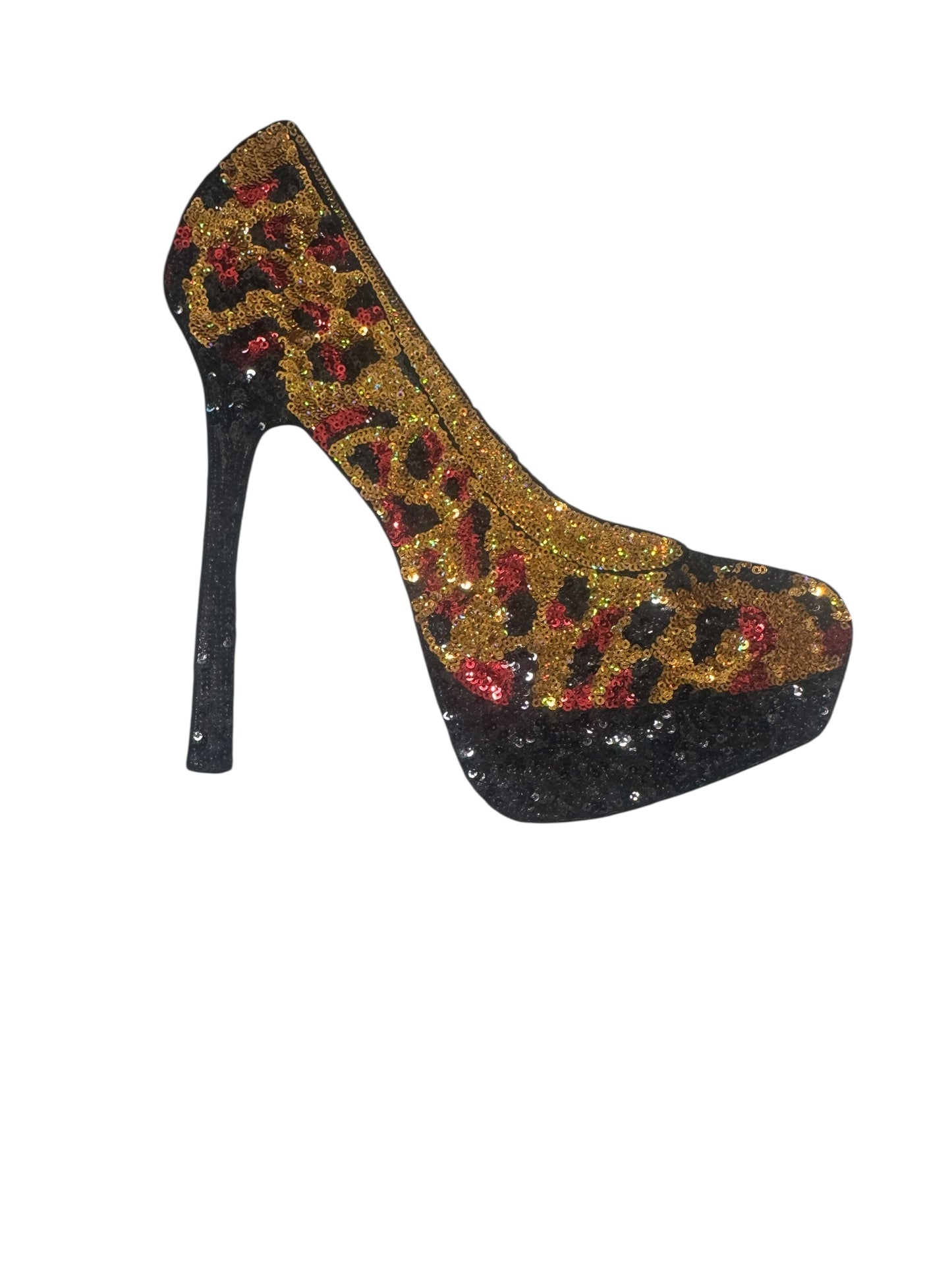 LEOPARD SEQUIN HIGH HEEL IRON-ON PATCH