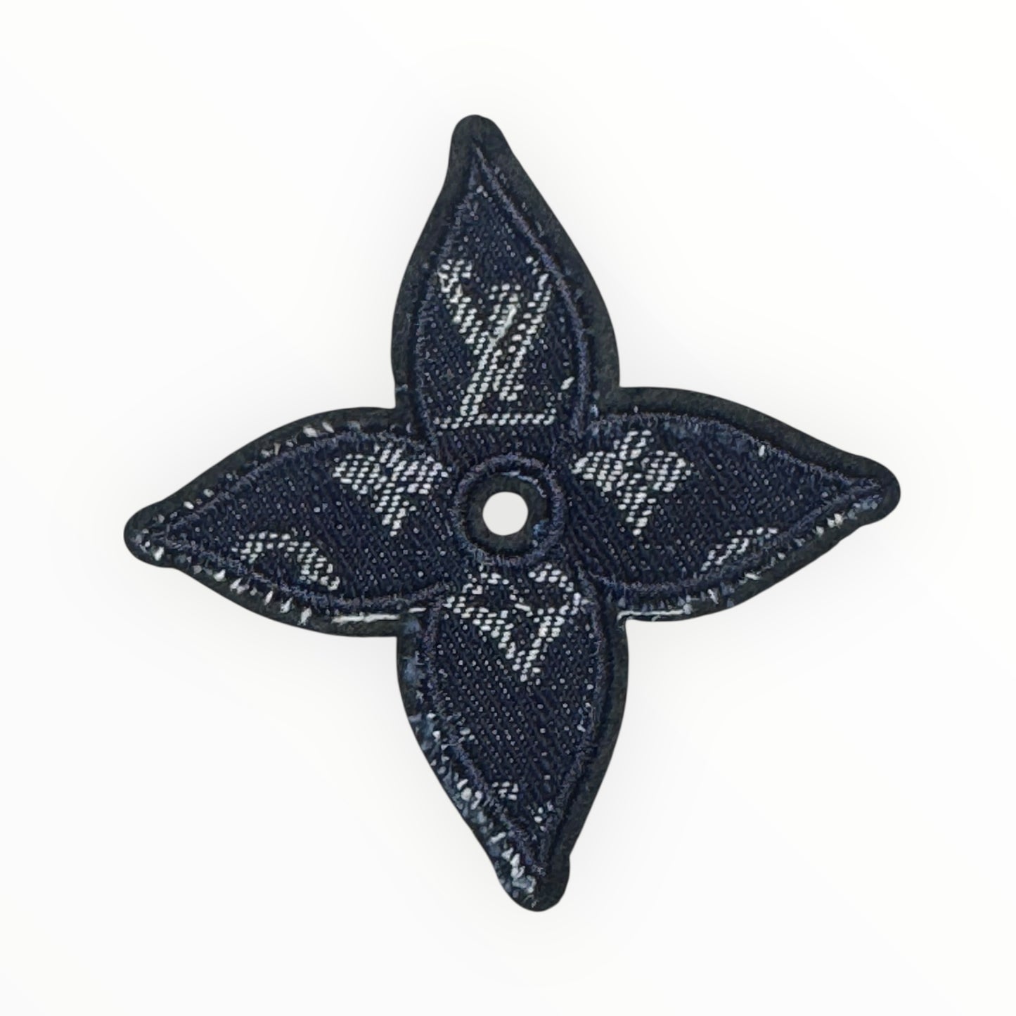 Denim Floral Cross Embroidered Patch