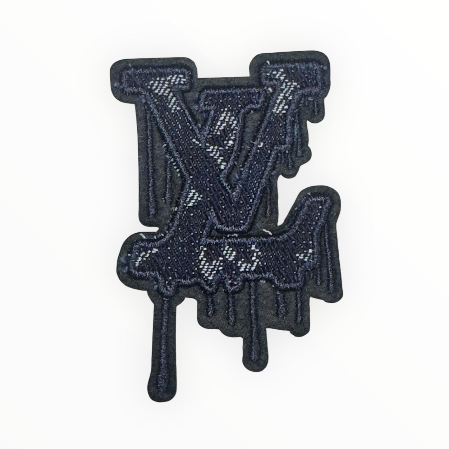 Drip Style Letters Denim Embroidered Patch
