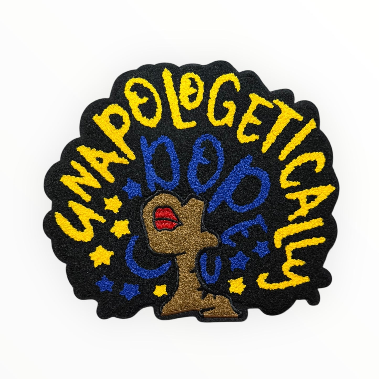 Unapologetically Dope Chenille Patch – Bold Statement Blue & Yellow