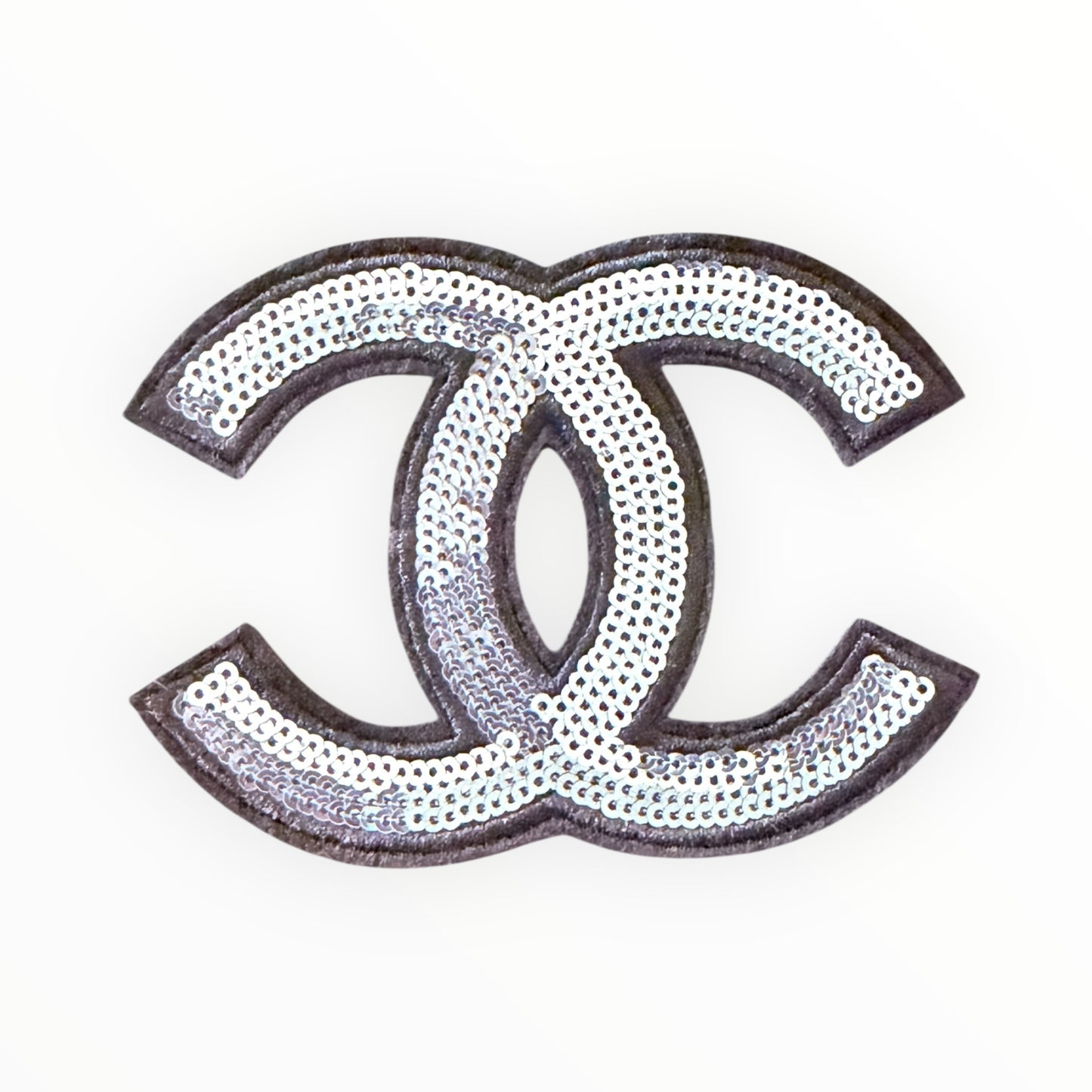 Silver double c sequin patch