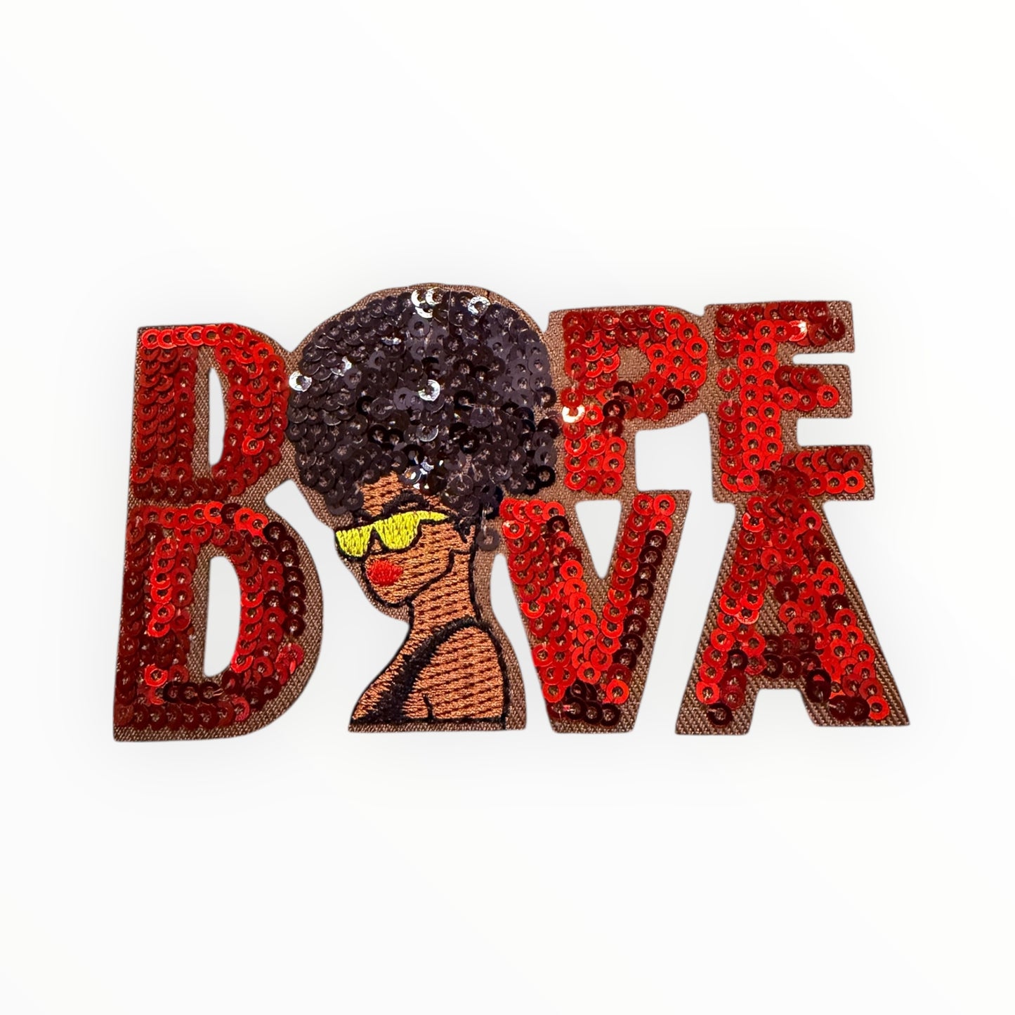 Dope Diva Sequin Afro Woman Patch