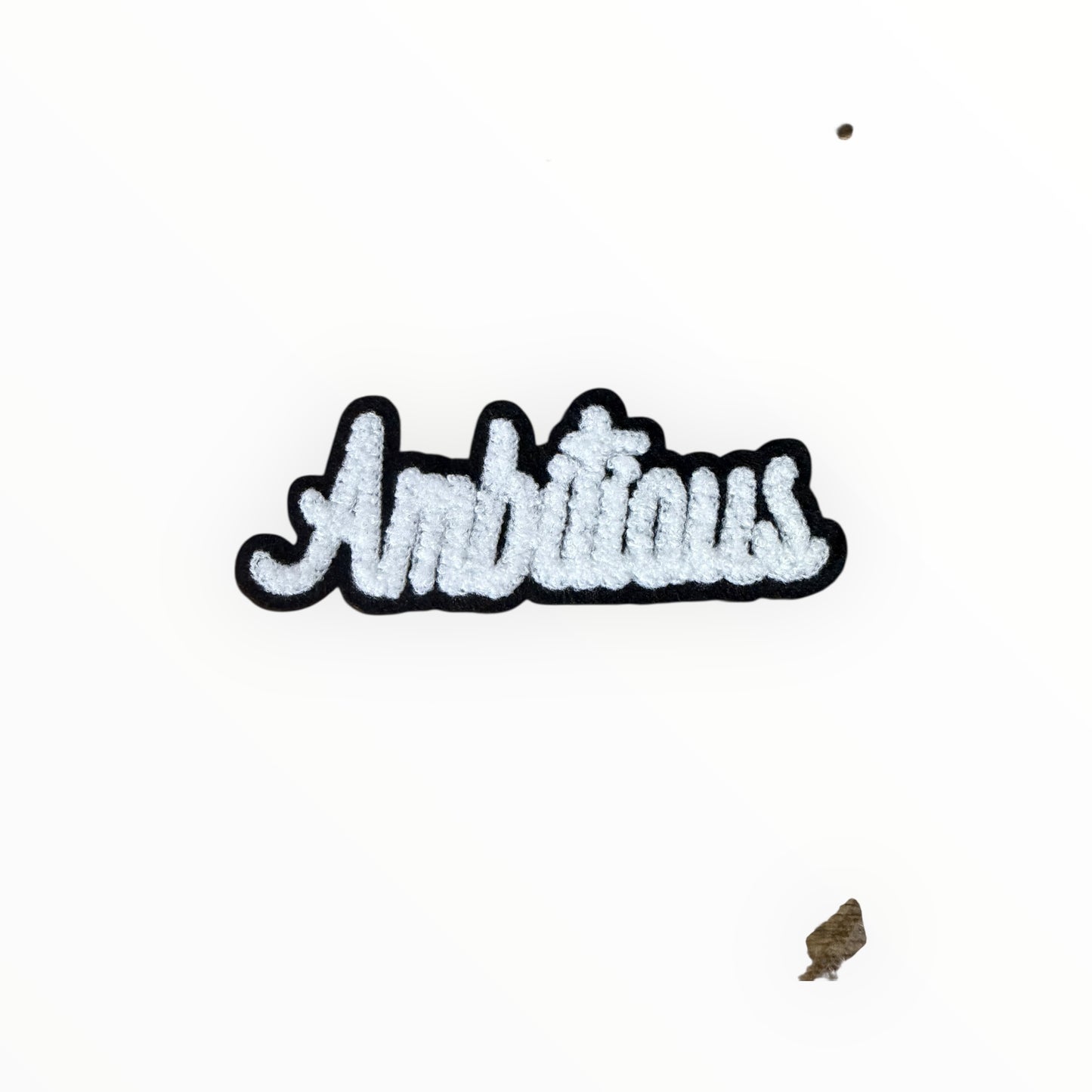 Ambitious chenille script patch White