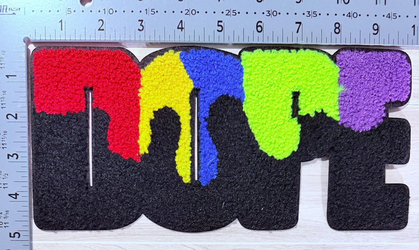 Dope drip chenille block patch