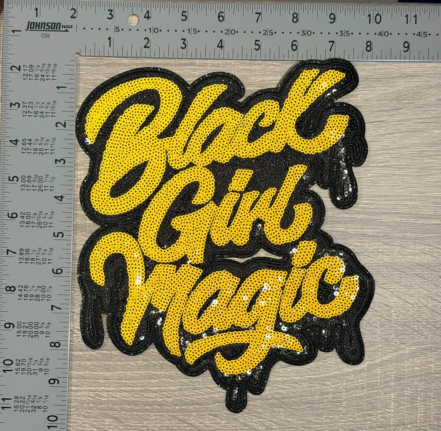 Black Girl Magic Sequin LARGE Patch (yellow & black)