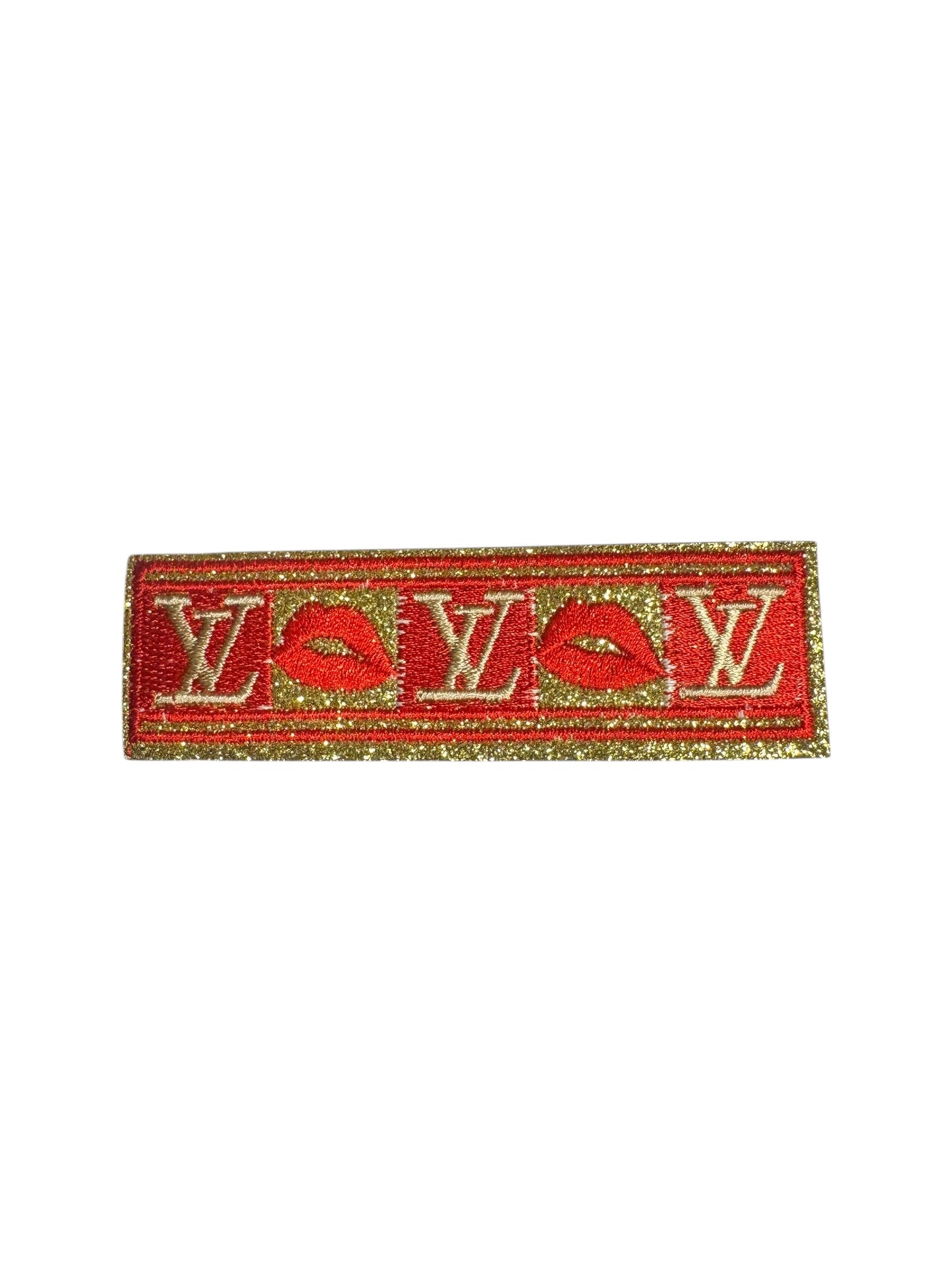 LV-INSPIRED RED/GOLD LIPS HORIZONTAL PATCH