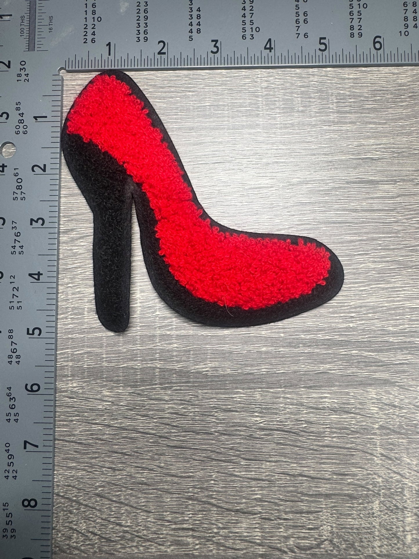 Red & Black High Heel Chenille Patch