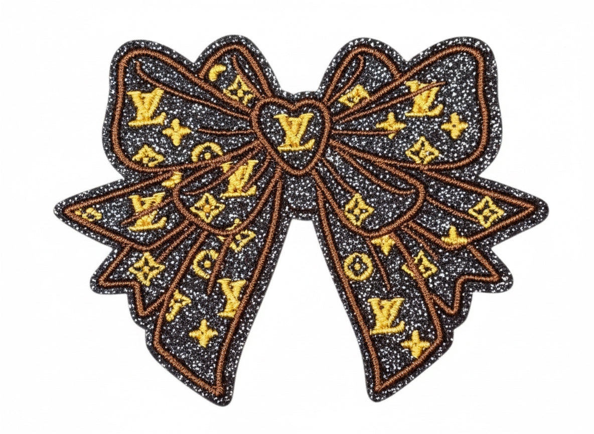 LV-INSPIRED BROWN/GOLD BOW