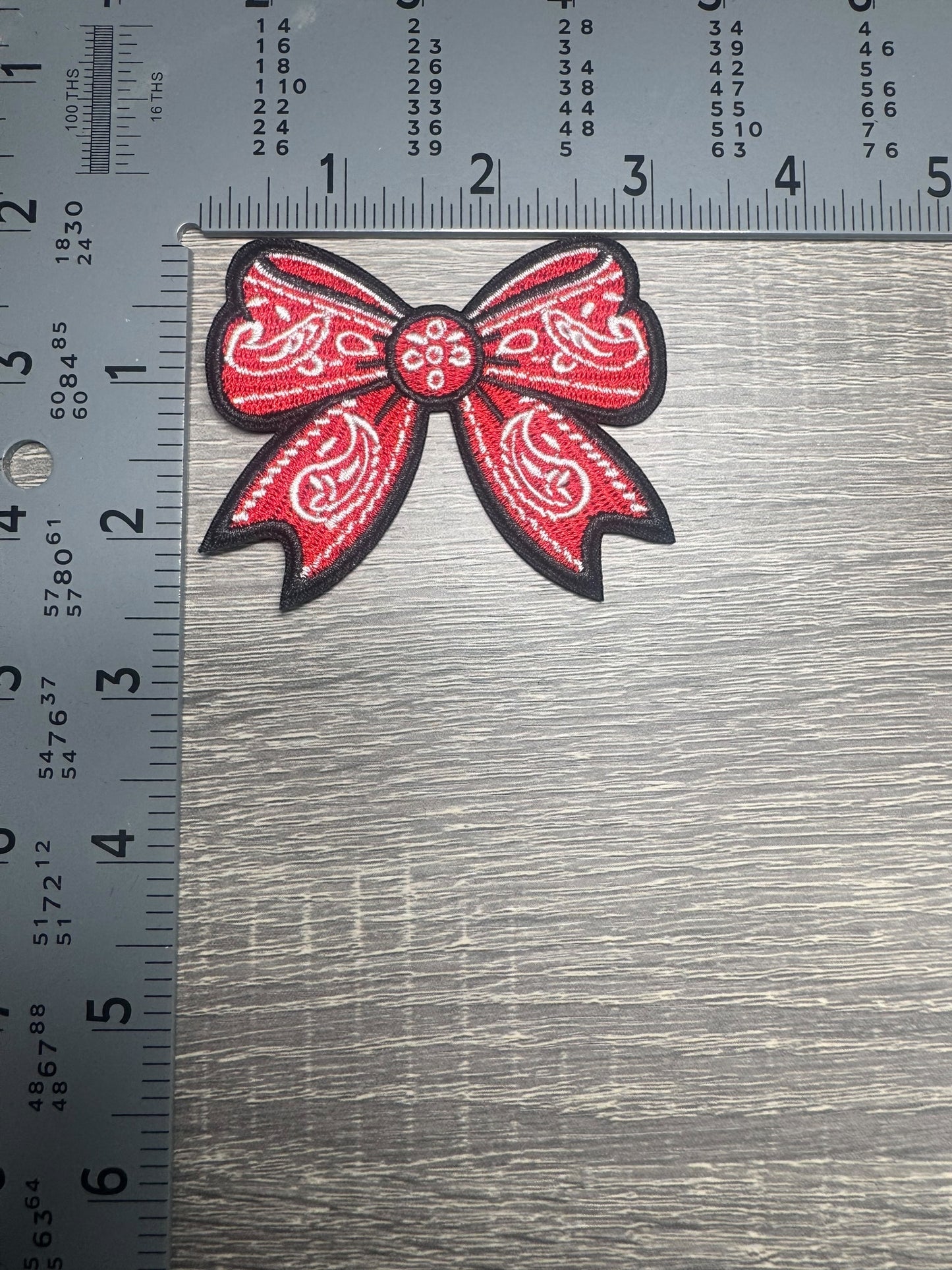 Red Bandana Bow Embroidered Patch
