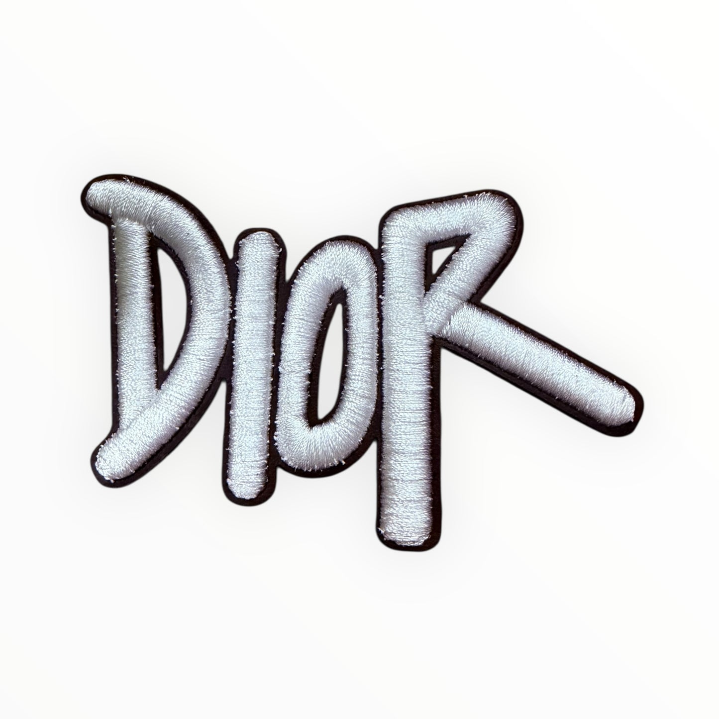 Dior Script Embroidered Patch – Silver
