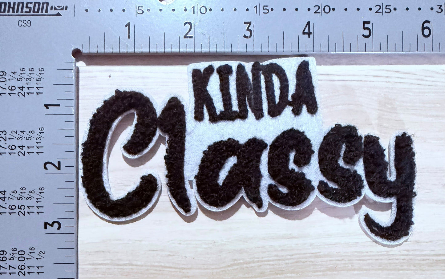 Kinda classy chenille script patch
