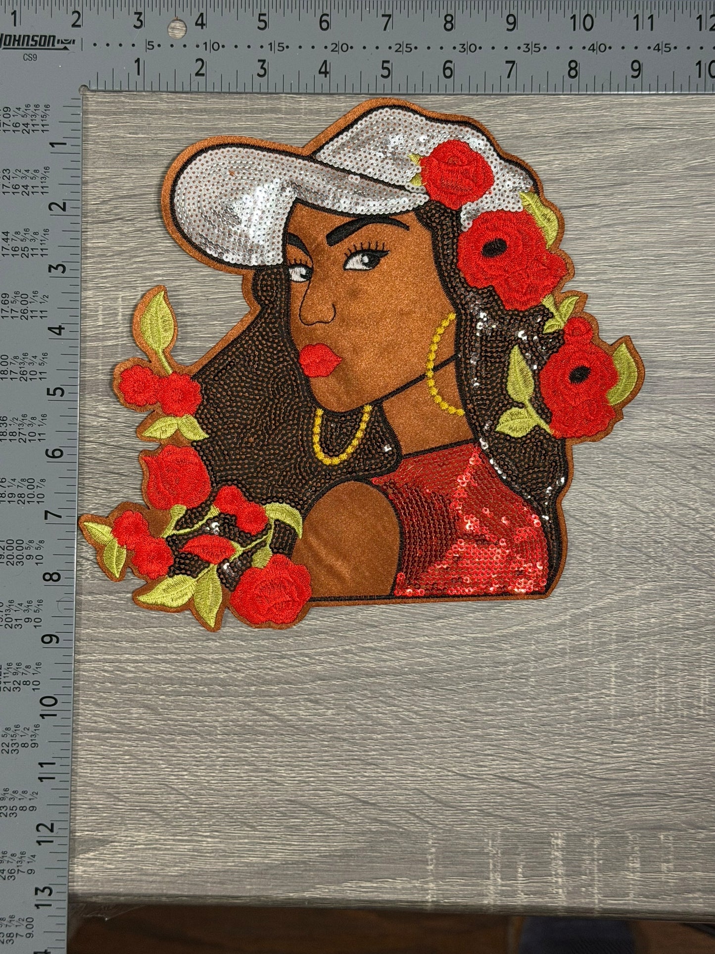 Rose Lady Sequin Portrait LARGE Patch