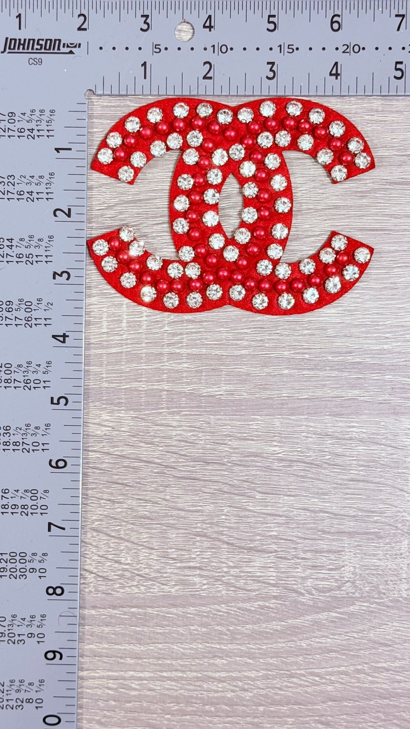 CC Red Rhinestone Double C Patch